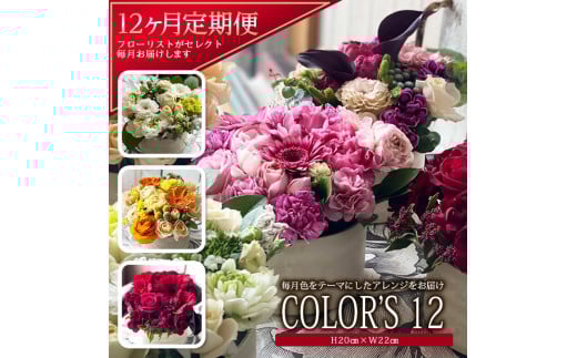 【12回定期便】「COLOR'S12」色で飾るフラワーアレンジ SL0233