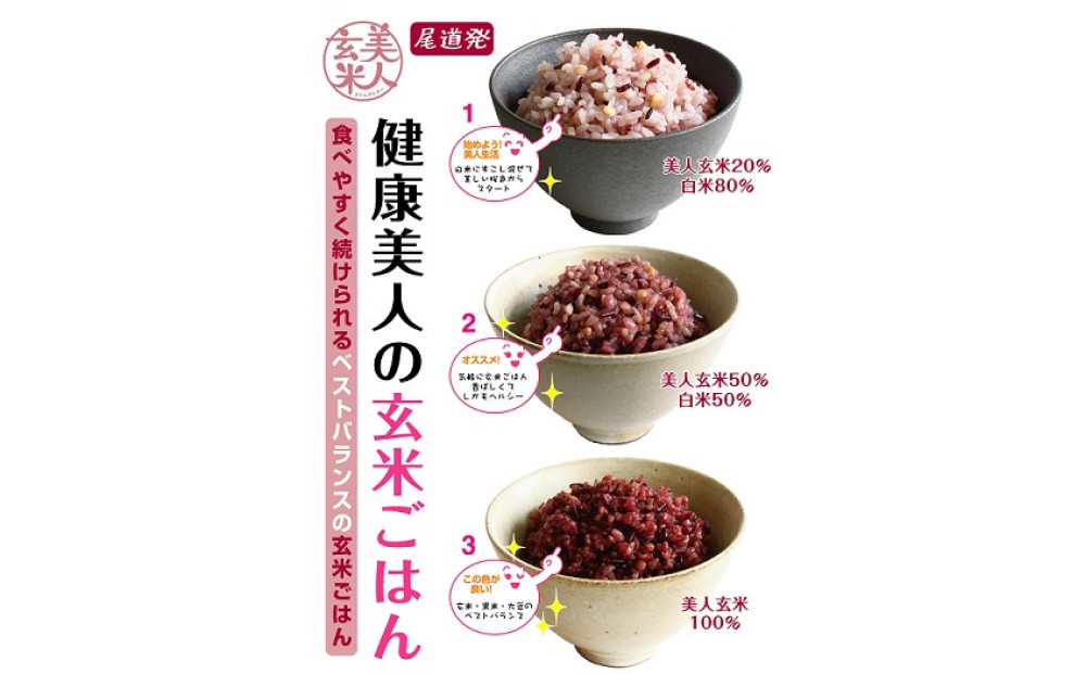 【定期便全12回】玄米・黒米・大豆の雑穀ブレンド 美人玄米 1kg×12ヶ月