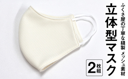 Made in　MORIYAMA ふくさ屋の丁寧な縫製の メッシュ素材立体型マスク　２枚組 AW-0011