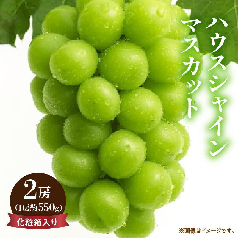 【ふるさと納税】【先行予約】【配送不可地域：北海道・沖縄県・離島】 期間限定 ハウスシャインマスカット 2房 ( 1房 約550g ) 化粧箱入り ぶどう マスカット 旬 糖度 皮ごと 種なし 送料無料 ギフト 贈答用 国産 食品 フルーツ お取り寄せ お取り寄せグルメ