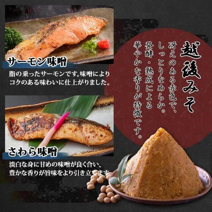 越後みそ漬け 2種 食べ比べ サーモン味噌 さわら味噌 各3切れ 鮭 サケ さけ 鰆 さわら 味噌漬け みそ漬け 越後みそ 越後味噌 個包装 おかず ご飯のお供 ギフト 贈り物 越季 新潟県 南魚沼市