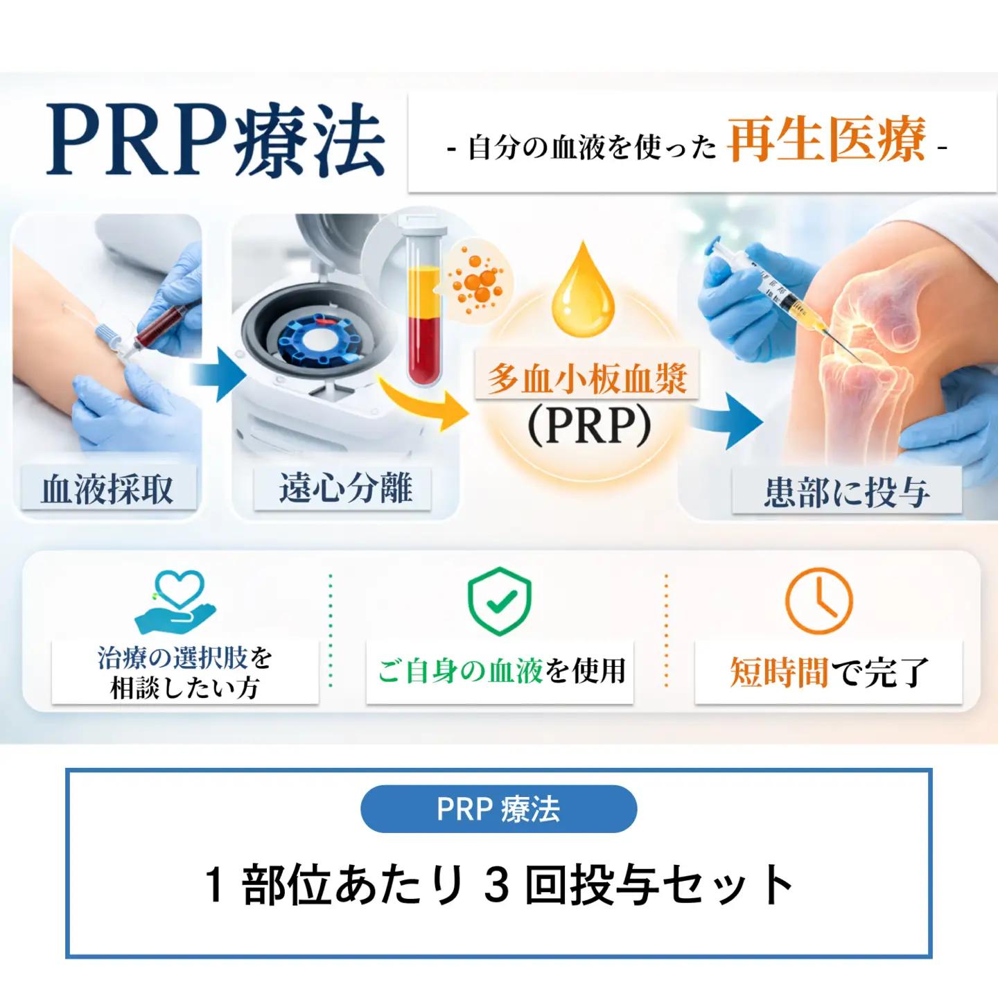 【PRP療法】1部位あたり3回投与セット（※本返礼品は、院長診察にて本治療が適応と診断された方のみご利用いただけます。）