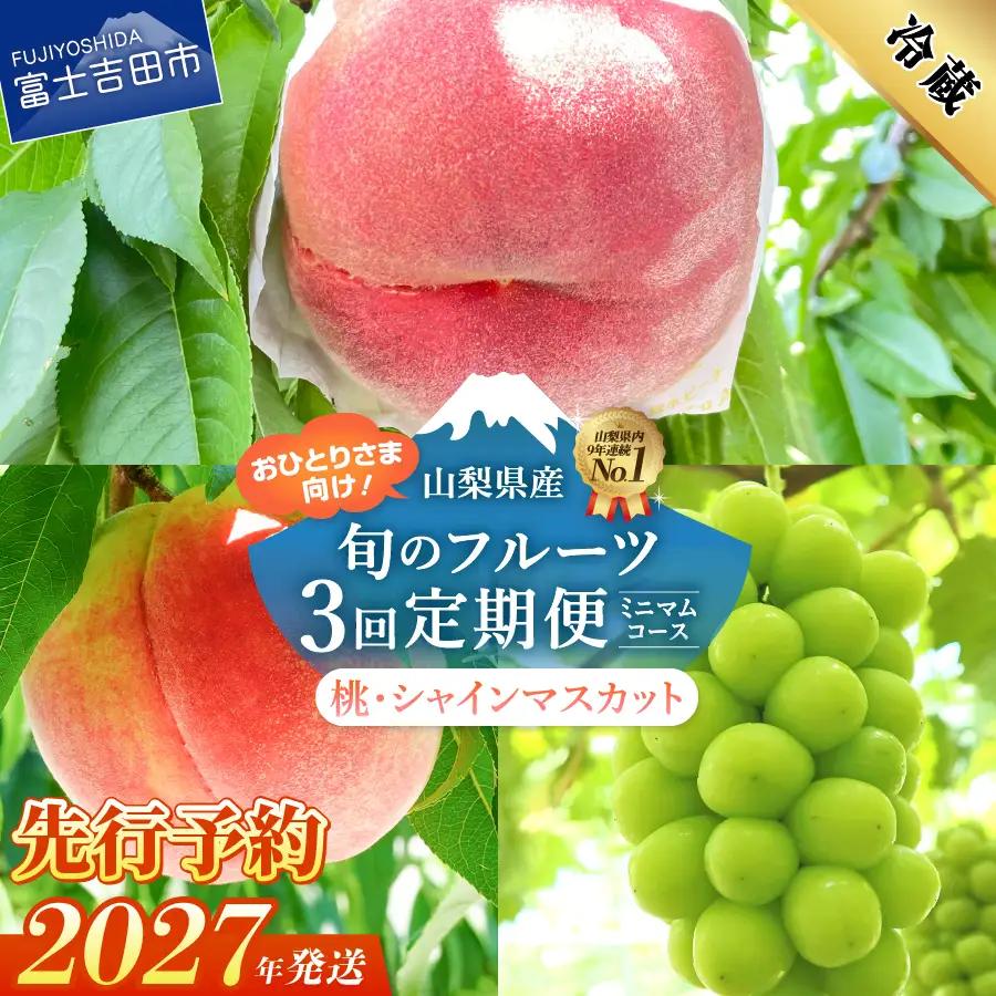 フルーツ 【2027年発送 先行予約】【ミニマム 3回定期便】厳選 旬のフルーツ定期便（桃3玉×2回配送・シャインマスカット1房） もも シャインマスカット