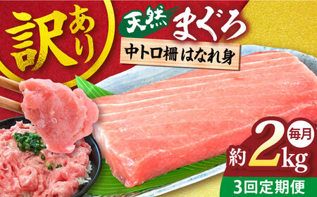 【全3回定期便】【訳あり】天然 まぐろ 中トロ はなれ身（約2kg）【横須賀商工会議所 おもてなしギフト事務局（本まぐろ直売所）】 [AKAK065]