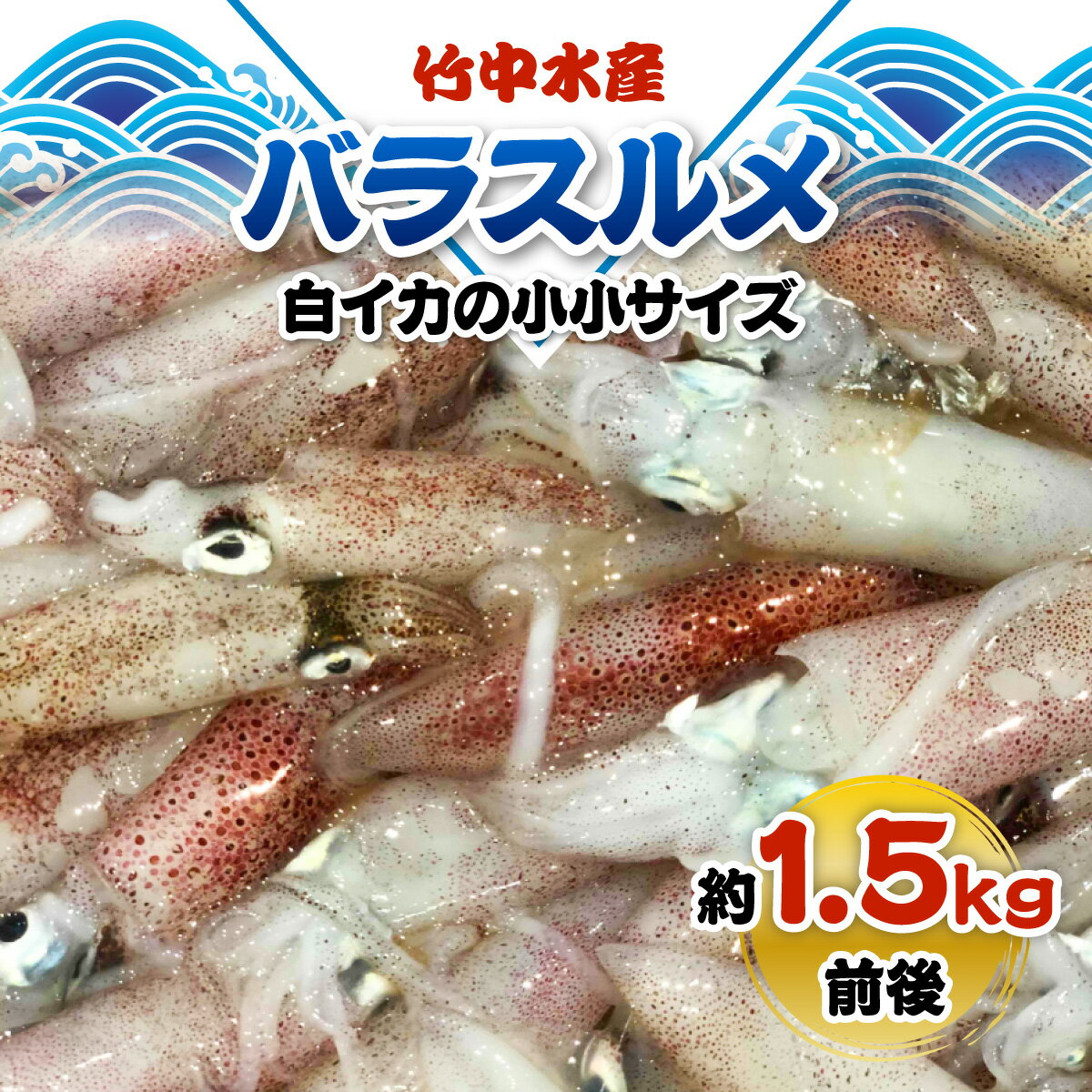 【ふるさと納税】竹中水産のバラスルメ(白イカの小小サイズ)1.5kg【C22-271】_ いか イカ スルメイカ するめいか バラスルメ 烏賊 魚介 魚介類 海鮮 鮮魚 冷凍 BBQ 簡単調理 愛媛 八幡浜 小サイズ ミニ 【配送不可地域：離島】【1115289】YWTM089