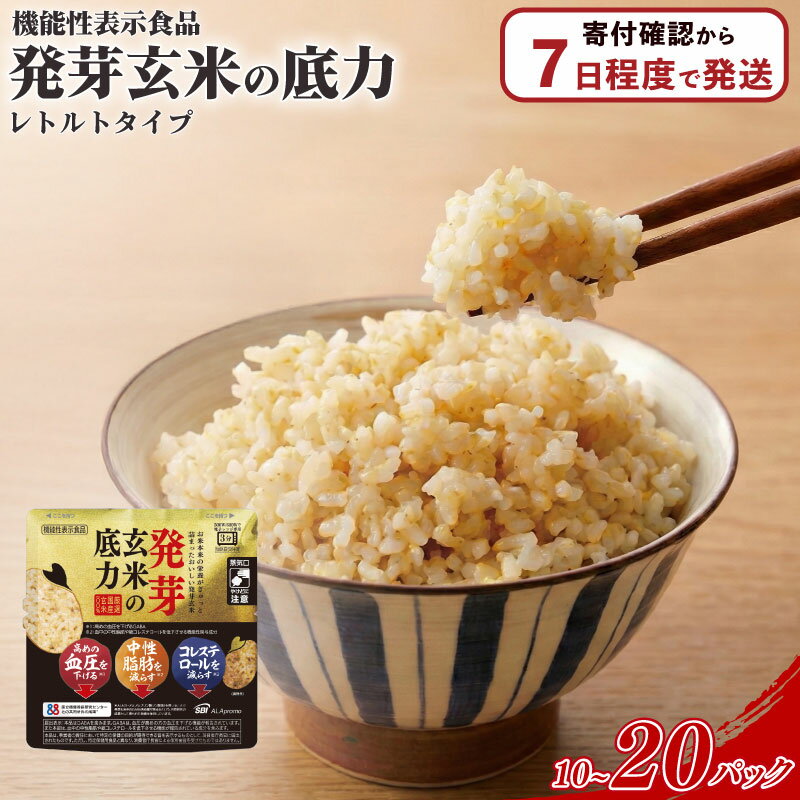 【ふるさと納税】 発芽玄米 パックごはん 160g 選べる容量 10パック 20パック 発芽 玄米 米 機能性表示食品 生活習慣病 ケア 高血圧 中性脂肪 コレステロール 対策 健康 小分け パウチ レトルト 発芽玄米の底力 埼玉県 羽生市