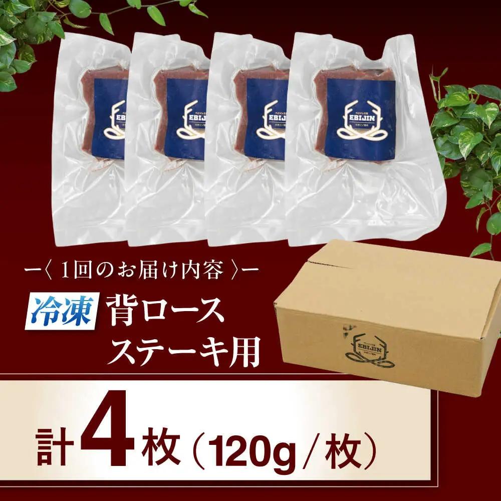【全2回定期便】鹿肉 背ロース 4枚  ジビエ 赤身 冷凍配送 北海道 [AJAO036]