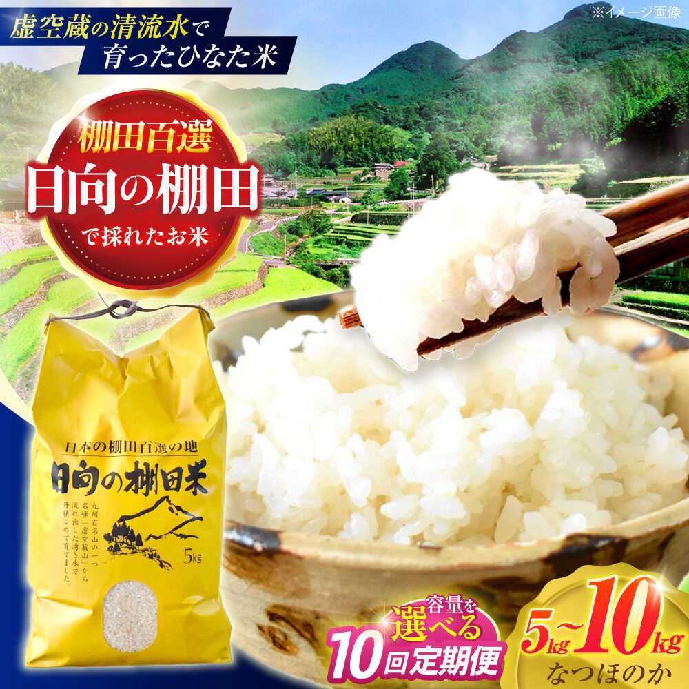【ふるさと納税】＜容量選べる！＞【10回定期便】虚空蔵の清流水で育った棚田米『ひなた米』 5kg・10kg 【木場中山間管理組合】[OCM047]
