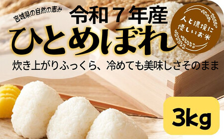 【令和7年産ひとめぼれ】宮城県産　精米3kg【数量限定】　　　　