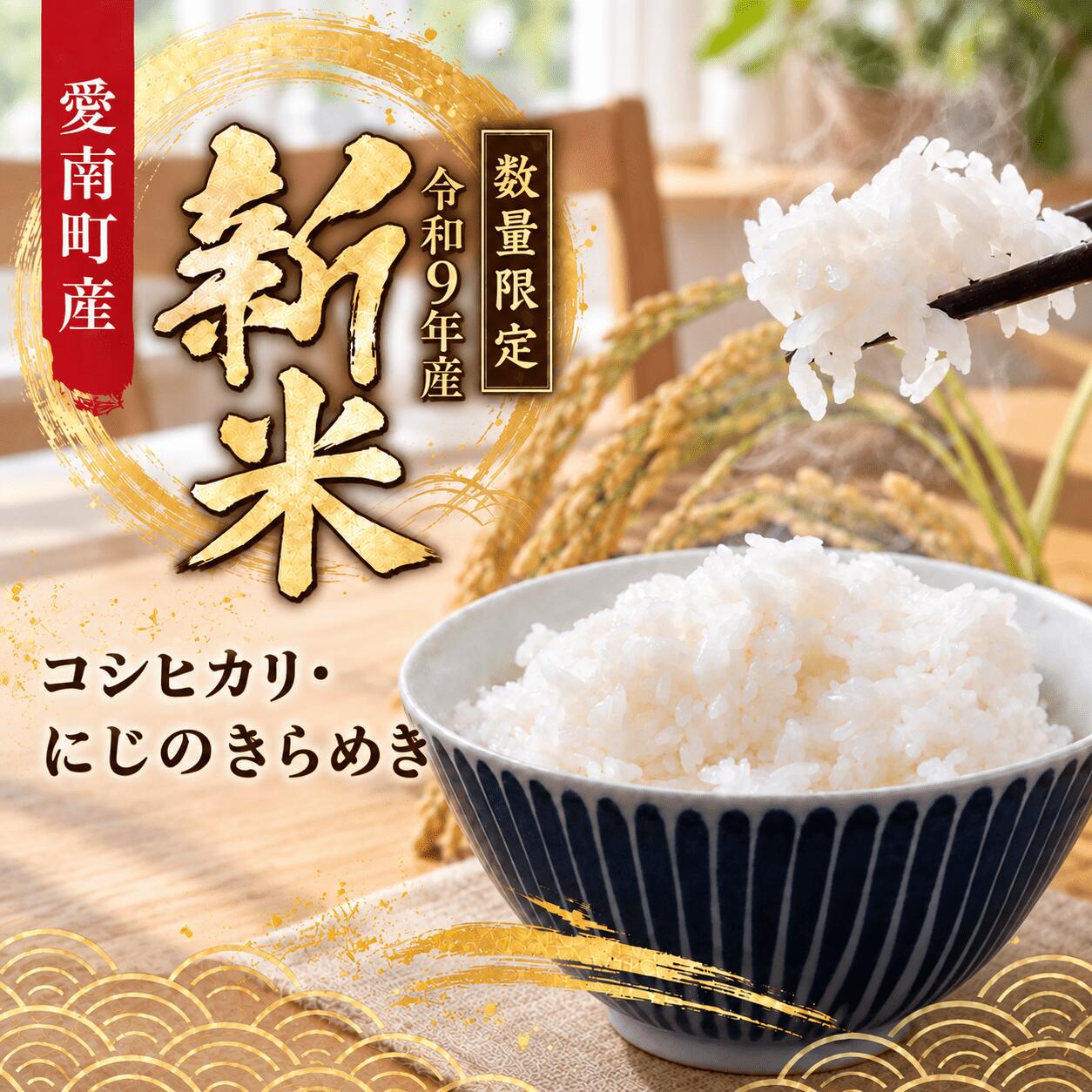 【ふるさと納税】 どこよりも早い 先行予約 新米 令和9年産 選べるお米 にじのきらめき こしひかり 5kg 10kg 9000円 から お米 白米 精米 米 こめ 産地直送 国産 数量限定 特産品 令和9年度産 2027年産 新品種 大粒 もっちり 粘り 甘み おいしい おにぎり 人気 愛南町 愛媛県