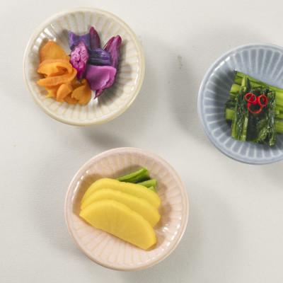 ふるさと納税 瑞浪市 【美濃焼/みずなみ焼】しのぎプレートS・小皿3枚セット　窯変ホワイト |  | 01