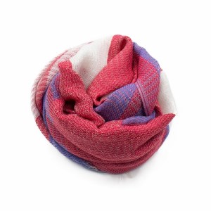 【播州織ダブルフェイスブロックコットンストール】RED.CLEMATIS   44-14