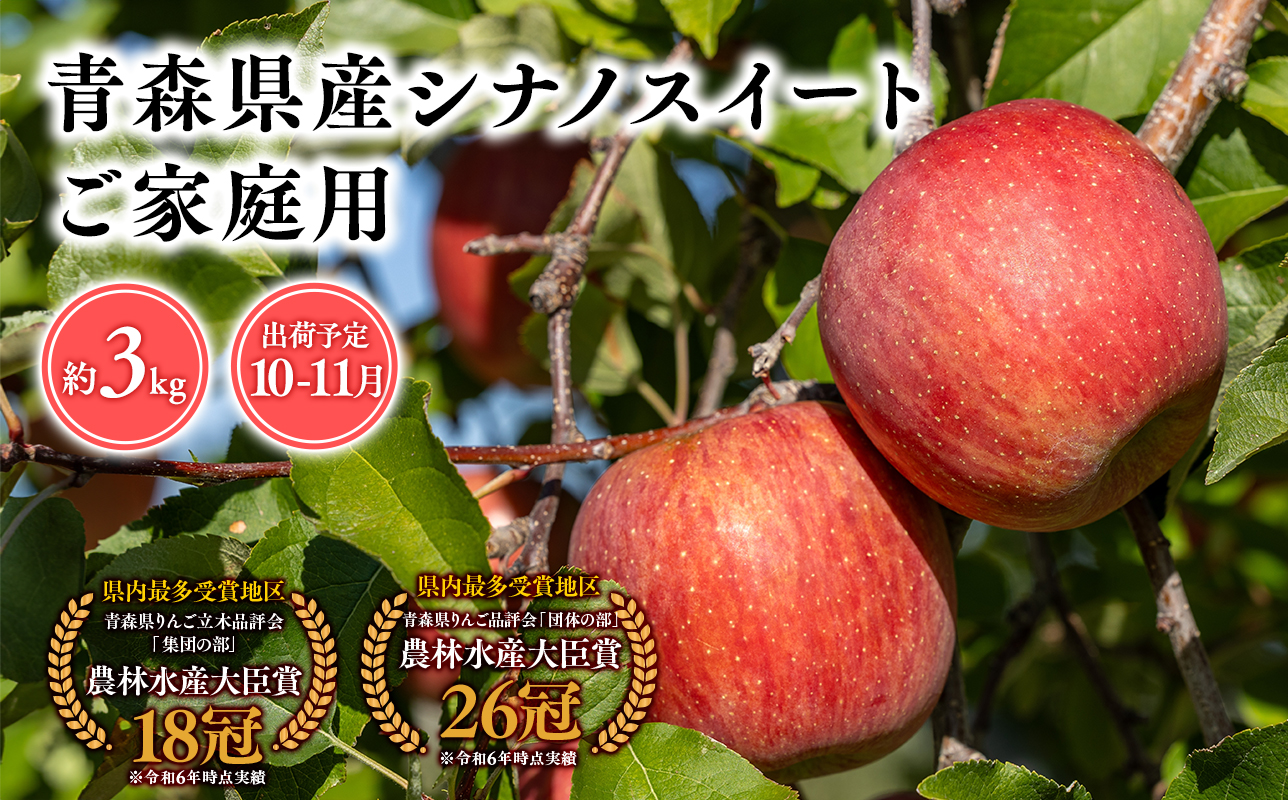 2026年産１０月・１１月発送　【訳あり】家庭用シナノスイート3kg【青森県 平川市 そと川りんご園】１０月～１１月発送 家庭用 青森 青森県産 平川 りんご リンゴ 林檎 くだもの 果物 フルーツ