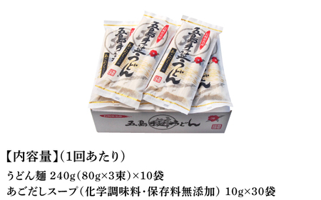 【全3回定期便】五島うどん 240g（80g×3束）×10袋 スープ付 / 五島うどん[RAX023] 五島うどん うどん 定期便 五島うどん うどん 定期便 五島うどん うどん 定期便九州 長崎