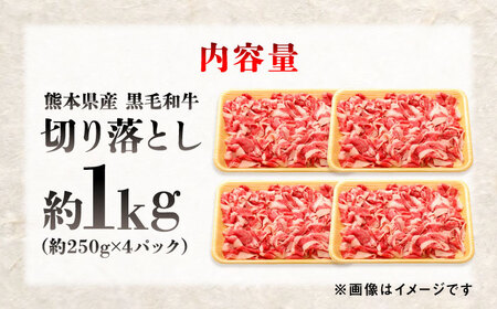 熊本県産 『原田畜産』 黒毛和牛 切り落とし 計約1kg（約250g×4パック） 牛肉 牛【有限会社 九州食肉産業】[AYCN011]