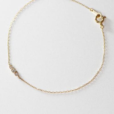 ふるさと納税 大津市 【K10イエローゴールド ラボダイヤモンドブレスレット】0.063ct 上品な3粒デザインが美しい
