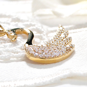 ネックレス K18YG イエローゴールド ダイヤモンド 0.33ct 白鳥 （大）スワン アニマル 動物 モチーフ ペンダント レディース 18金 ジュエリー【f212-k18yg】 ALPAZ127