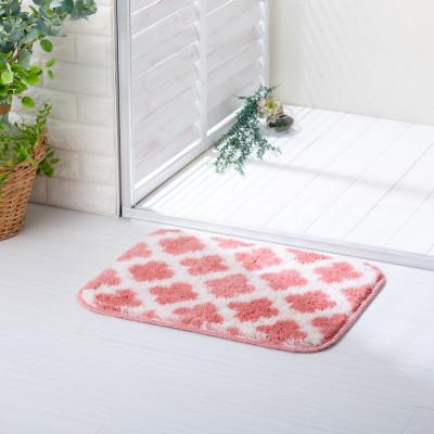 ふるさと納税 九度山町 コスモトロンで作った人気のモロッカン柄吸水速乾バスマット縦45cm×横60cmピンク