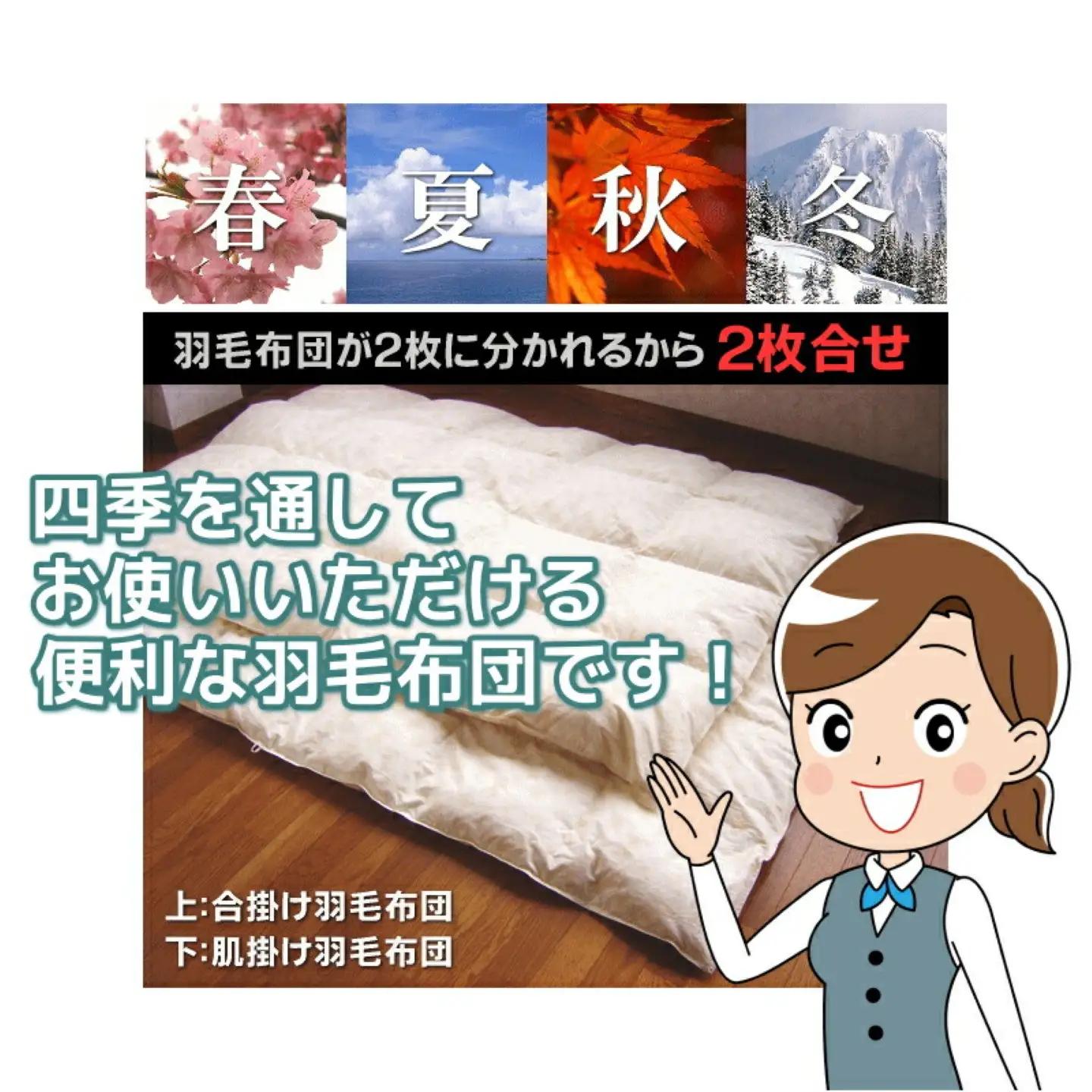 セミダブル【プレミアムゴール】コウダ種ポーランドマザーグース2枚合わせ羽毛ふとん【新津】｜ 合い掛け 肌掛け オールシーズン