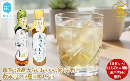 四国の逸品 からだおもいの飲むお酢 飲み比べ 2種 200ml×2本 セット （はちみつ梅酢 瀬戸内レモン黒酢） 【一梅酢】