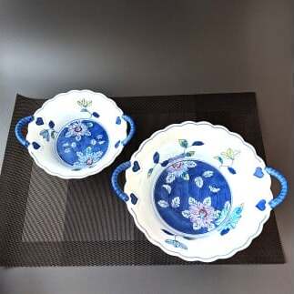 有田焼 華山窯 鉄仙花バスケット（大・小）2個 セット【東洋セラミックス】食器 器 うつわ 鉢 ボウル 手描き 果物入れ バスケット インテリア 2個 セット35000円 A35-355_イメージ3