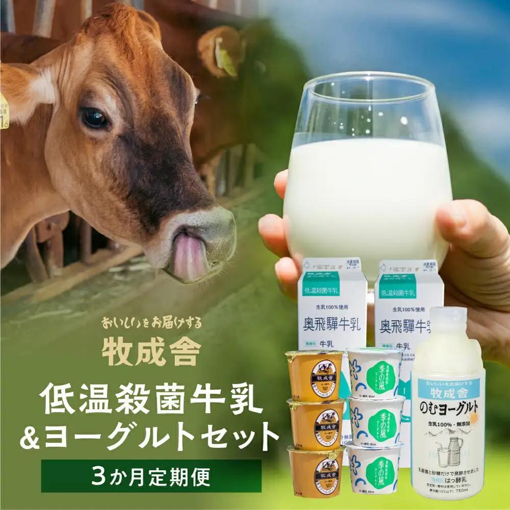 ＜牧成舎＞ 定期便3回 飛騨の牛乳屋のこだわり 牛乳＆ヨーグルトお届けセット（3か月）| DF116
