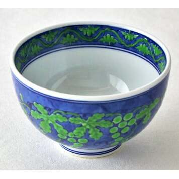 源右衛門窯 緑彩葡萄絵 飯碗 器 食器 お茶碗 ごはん 茶碗 小鉢 葡萄絵 有田焼 A70-152_イメージ2