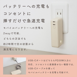 モバイルバッテリー コンセント一体型  スモーキーブラック モバイルバッテリー