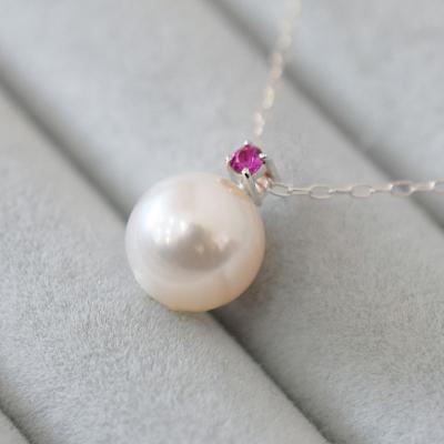 ふるさと納税 天草市 あこや真珠 ネックレス 8mm - 8.5mm ホワイトピンク ルビー K10WG_S085-555 |  | 01