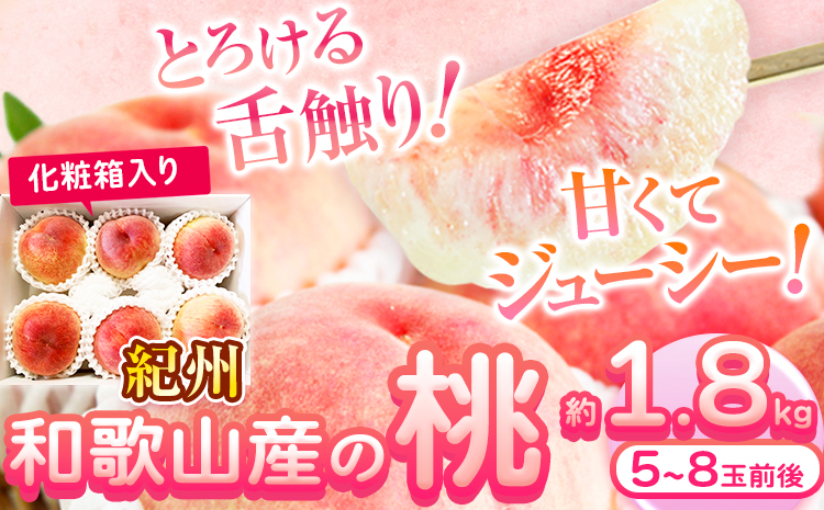 【2026年先行予約】桃 もも 紀州 和歌山産 の 桃 1.8kg 化粧箱入 魚鶴商店《2026年6月下旬-8月上旬頃出荷》 和歌山県 日高川町 贈り物 ギフト