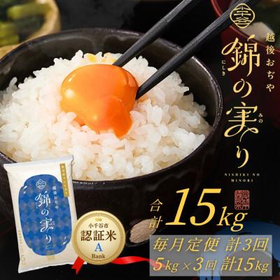 ふるさと納税 小千谷市 【毎月定期便】魚沼産コシヒカリ 小千谷市ブランド認証米「錦の実り」Aランク 精米5kg全3回