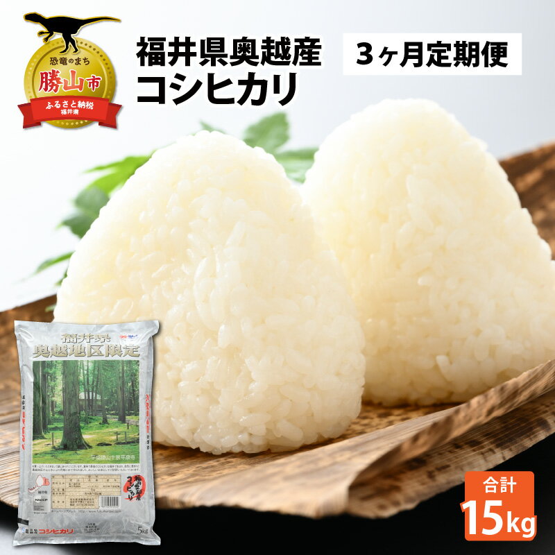 【ふるさと納税】【3ヶ月連続定期便】令和7年産 福井県産奥越コシヒカリ5kg ×1袋（5kg × 3ヶ月） / こしひかり 定期便 お米 米 こめ ブランド米 精米 白米 国産 福井県産 勝山市