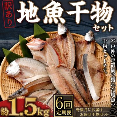 ふるさと納税 室戸市 地魚 干物 詰め合わせセット 定期便6回 訳あり 約1.5kg 国産 ひもの サバ アジ 鯛など