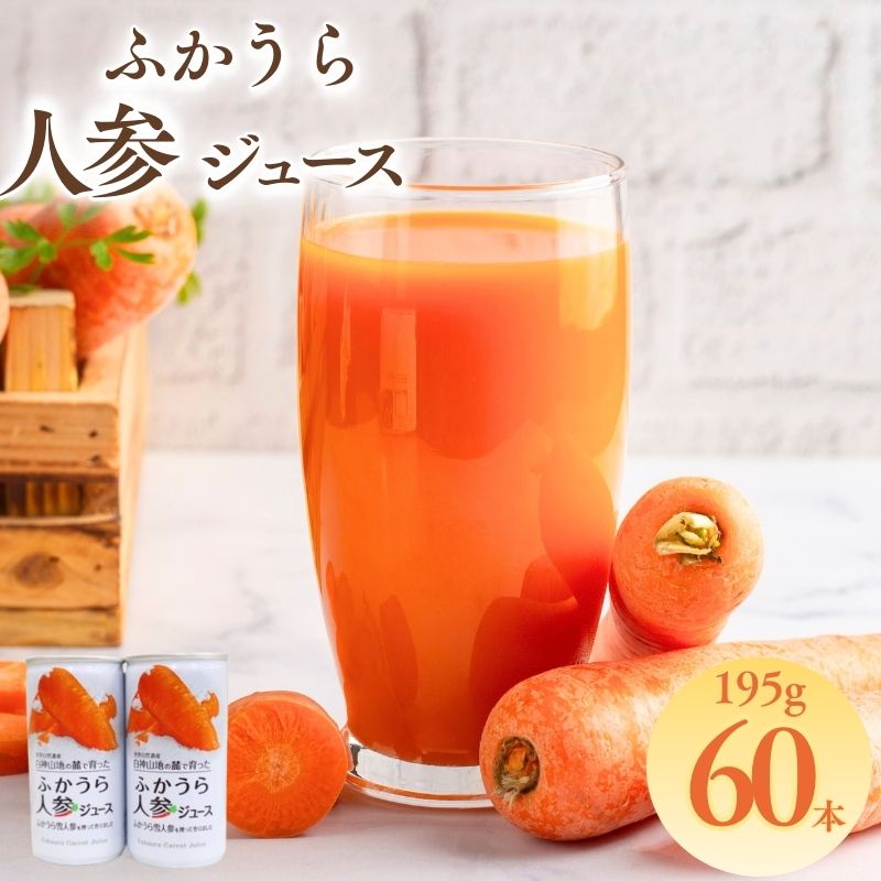 【ふるさと納税】ふかうら 人参 ジュース 195g 60本 雪人参 にんじん ニンジン 飲み物 飲料 ドリンク 野菜ジュース 贈り物 ギフト 缶ジュース 野菜 果汁 やさい やさいジュース お取り寄せ 送料無料 常温 つがるにしきた農業協同組合