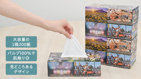 筑西市PR ボックスティッシュ 60箱 ( 5個入り × 12セット ) 1箱200組 400枚 パルプ100% 非売品 ティッシュ ティッシュペーパー 日用品 消耗品 常備品 まとめ買い [EN00