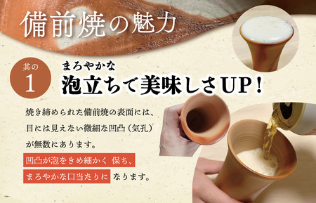 泡立ち ビアマグ 備前焼 ビール タンブラー　１個　GE1　【M1667】