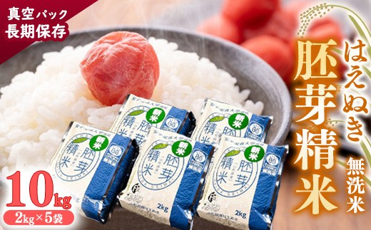 
                  令和7年産【胚芽精米】BG無洗米 はえぬき 10kg（2kg×5袋）真空パック 2025年産 山形県産 備蓄 小分け 環境 エコ 個包装 ストック 防災 災害 キャンプ アウトドア 長持ち　040-C-TH002
                