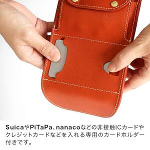 スマートサイフ Lサイズ スマホポーチ HUKURO 栃木レザー 全6色【ブラウン】