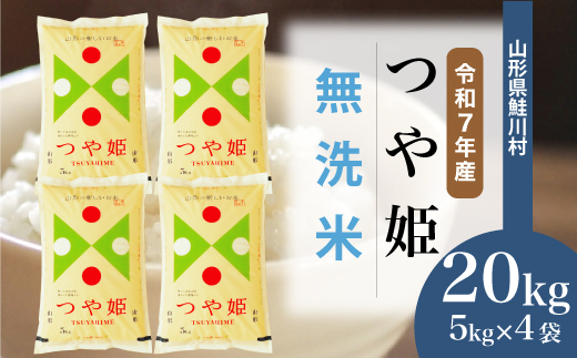 ＜令和7年産米＞ 令和8年5月上旬発送　特別栽培米 つや姫 【無洗米】 20kg （5kg×4袋） 鮭川村