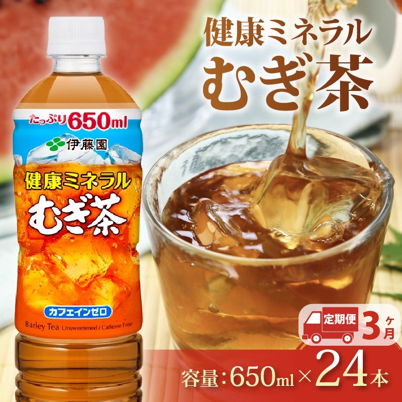 
            【定期便3か月】健康ミネラル むぎ茶 650mL × 24本 3回 お届け カフェインゼロ お茶 ペットボトル 飲料 ペットボトル飲料 おちゃ 麦茶飲料 飲み物 茶 アウトドア 日常 常備 備蓄 防災 防災備蓄 防災用品 災害 生活必需品 消耗品 非常用 災害対策 保存 ストック 日用品 水分補給 箱 箱買い まとめ買い おすすめ 静岡茶 飲料水 美味しい お～いお茶 伊藤園 牧之原市 静岡県
          