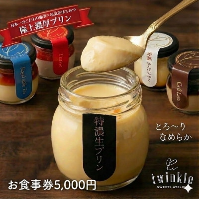 
                  極上濃厚プリンも人気!和泉市のTWINKLE店舗で使えるお食事券5,000円分【ギフト・手土産に】【1698302】
                