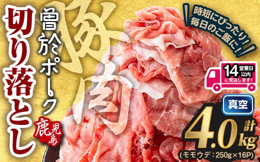 ＜14営業日以内に発送予定＞鹿児島県曽於市産 曽於ポーク切り落とし (計4.0kg) 真空パック 豚肉 切り落とし【Rana】A812-v01