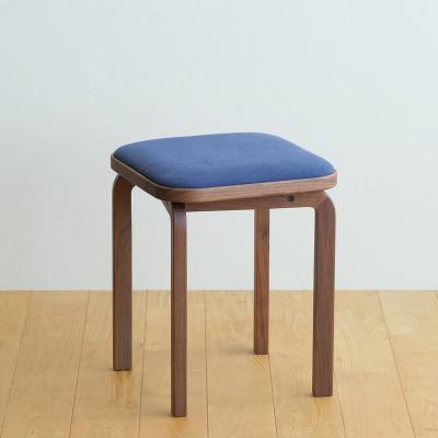 ふるさと納税 府中市 府中市の家具　コッコスツール　ウォールナット材/生地:ラムース(ディープブルー)(組み立て式)