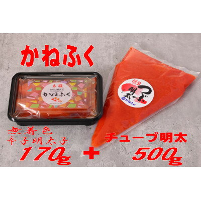 【ふるさと納税】かねふく 【無着色】辛子明太子170g(一本物)とチューブ明太子500gセット (大牟田市)【配送不可地域：離島】【1522277】