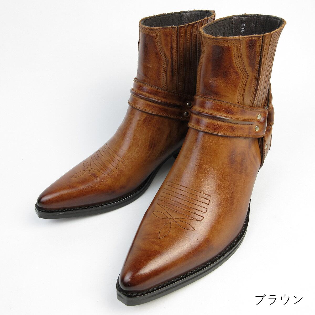 【浅草の靴】テキサスビレッジ 本革ウエスタンブーツ[5535](サイズ：27.5cm、カラー：ブラウン)