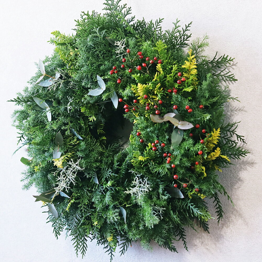 【ふるさと納税】フレッシュリーフ Christmas リース 直径約35cm インテリア 雑貨 クリスマス クリスマスリース 冬 飾り 自然【2025年11月上旬～12月下旬 発送予定】