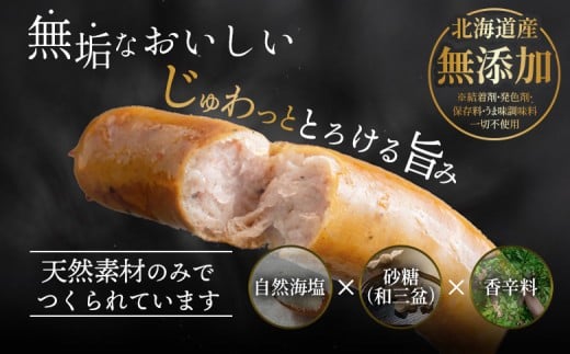 【定期便：3回】【ご自宅用】北海道産放牧豚 無添加ウインナーセット