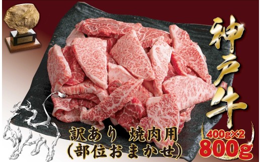 神戸牛(神戸ビーフ) 訳あり  焼肉用（不揃い）400g×2　合計 800g