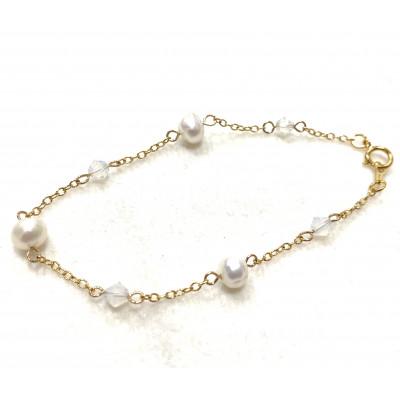 ふるさと納税 小山市 淡水パールとクリスタルビーズのブレスレット