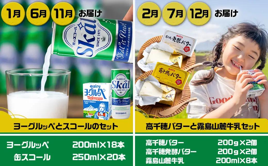 『なつかしの飲料と乳製品』オリジナル定期便(5ヶ月)〔TAA5-2301〕_ (都城市) ヨーグルッペ スコール 高千穂バター霧島山麓牛乳 デーリィ牛乳 コーヒーサワー ヨーグルッペりんご ご当地飲料